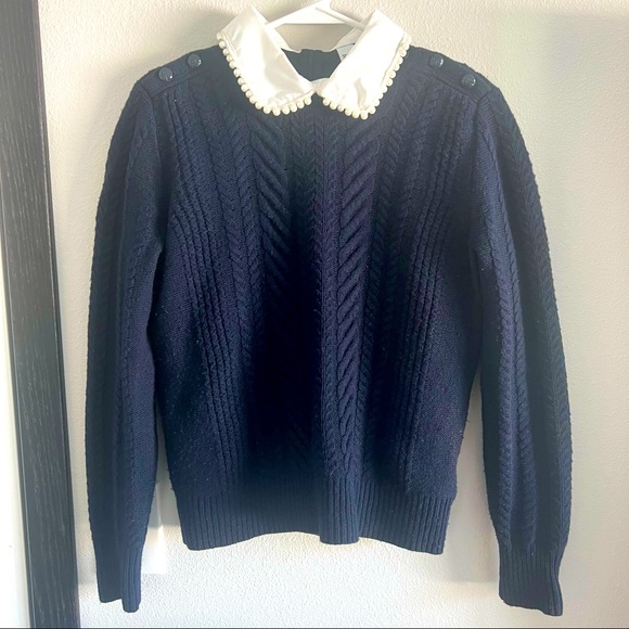 J. Crew 100% Wool Cable-Knit Sweater Buttons M - Picture 12 of 13